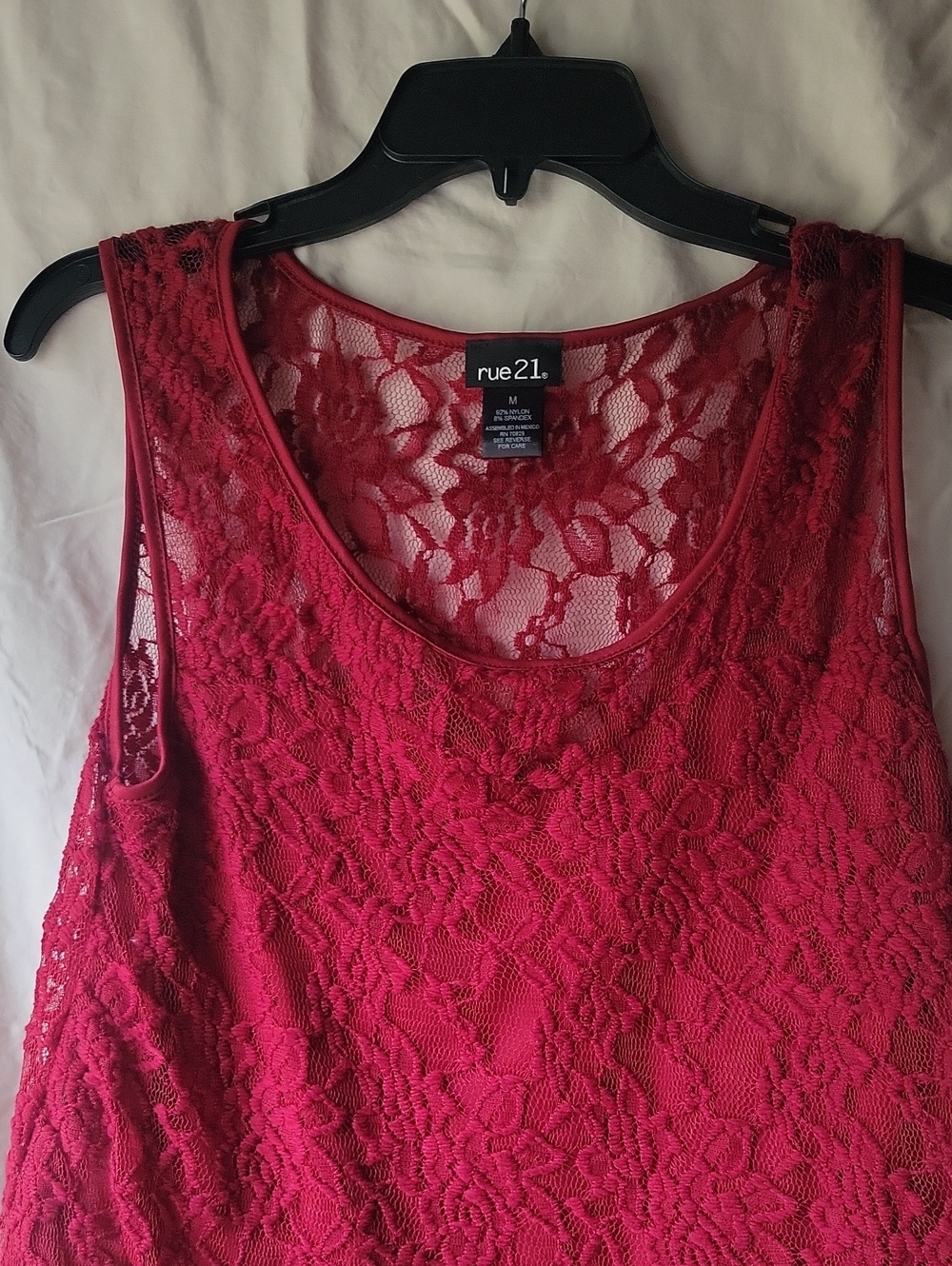 Rue21 Burgundy Floral Lace Tank Top